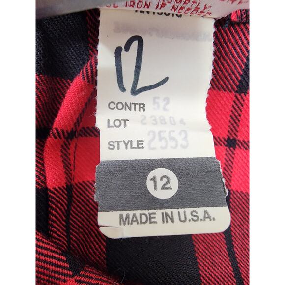 Vintage 80s GW Originals High Waist Midi Skirt Size 12 Red Black Plaid Pleated - Picture 5 of 9